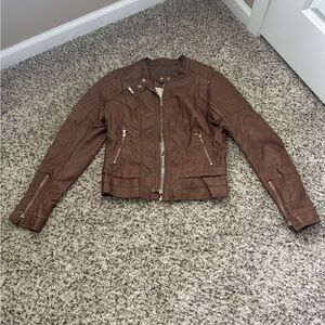 Brown leather jacket